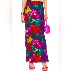 Runaway the label Zarela Large Floral Maxi Skirt Romance Tropical